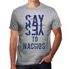 Men’s Vintage Tee Shirt Graphic T Shirt Say Yes To Nachos Grey Marl