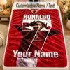 Flannel BlanketCristiano Ronaldo Custom Name Text Personalized Soft Warm Throw Blanket Home Decor Gift