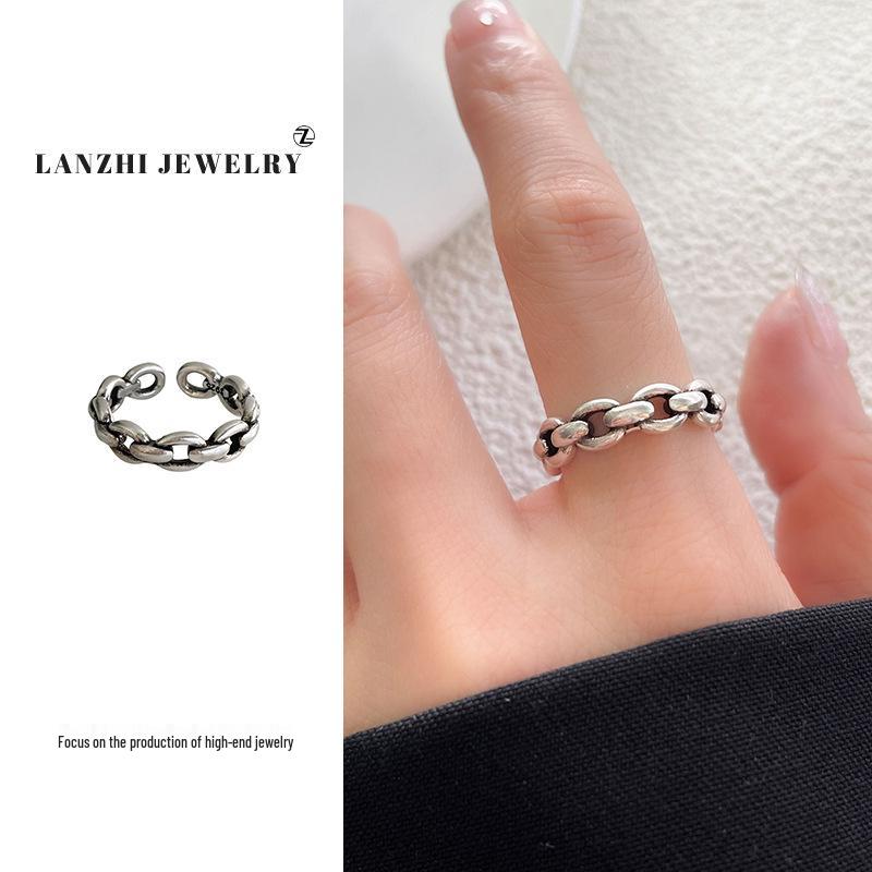 Lan Zhi 925 Silver Adjustable Women's Ring: Non-fading, Versatile, Simple Korean Dongdaemun Style.