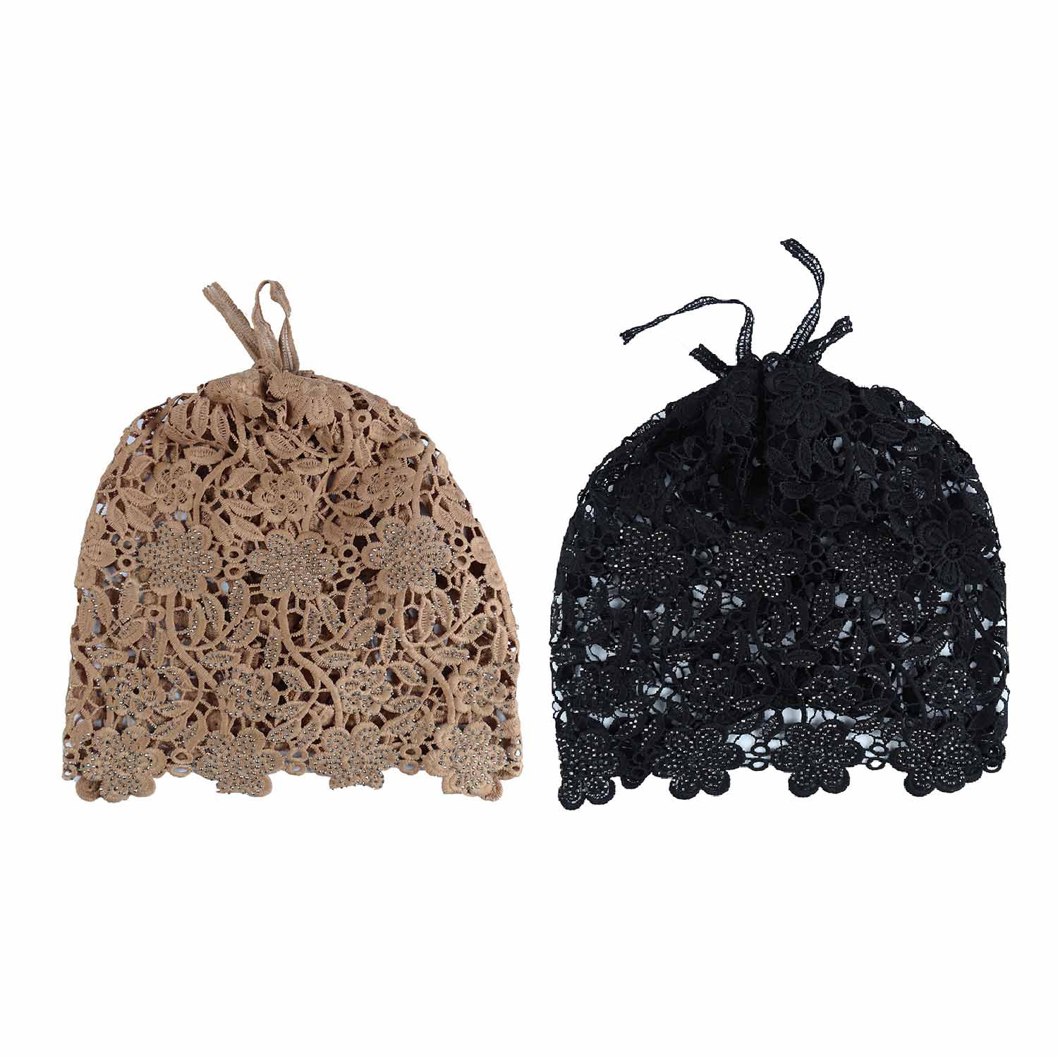 

2 шт. Женская этническая шляпа с цветком, ажурная однослойная шляпа-бини, ретро-повязка на голову со стразами, двухсторонний платок-шляпа one size