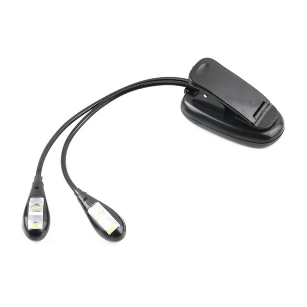 Guitar Parts Accessories 4 LED 2 Arms Light Book Music Stand Light Reading  Lamp Dual Flexible Arms