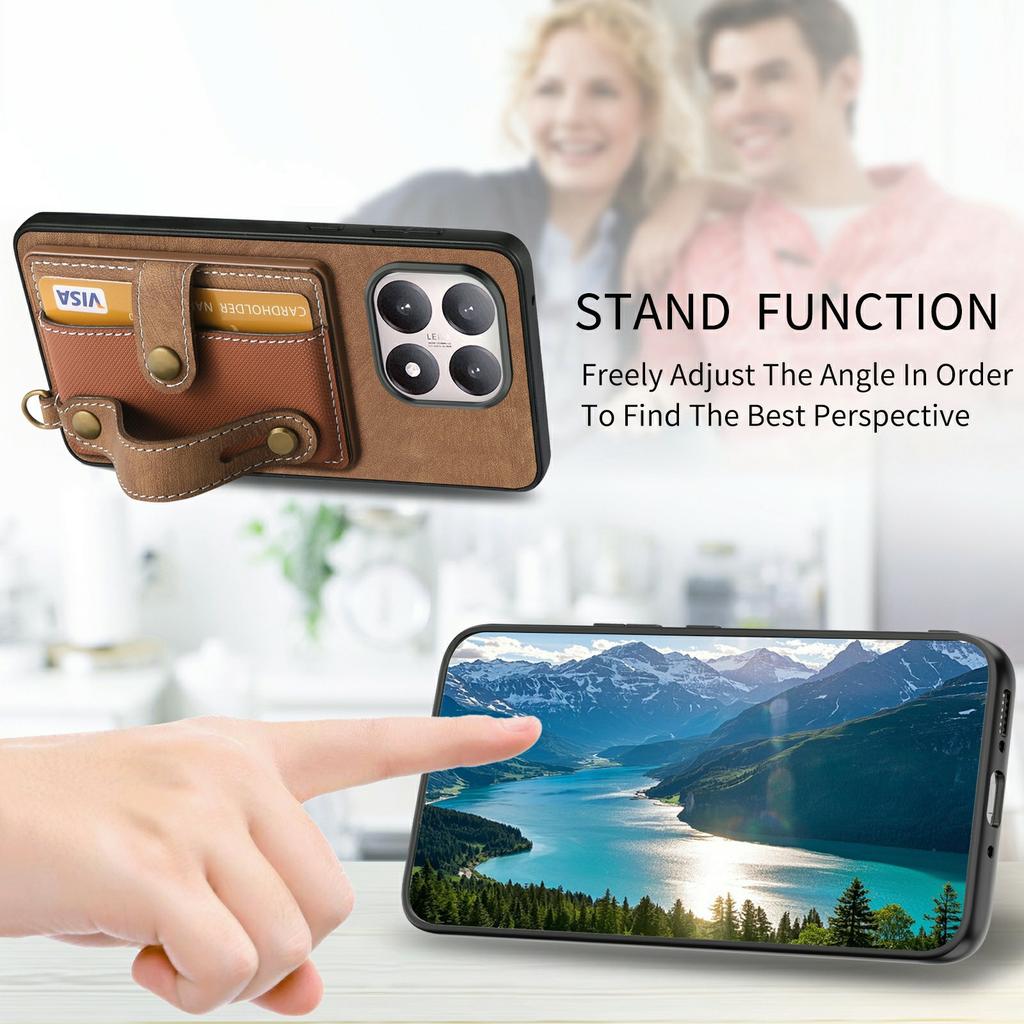 For Xiaomi 15T Case Wristband Kickstand PU Leather Retro Back Cover Card Holder