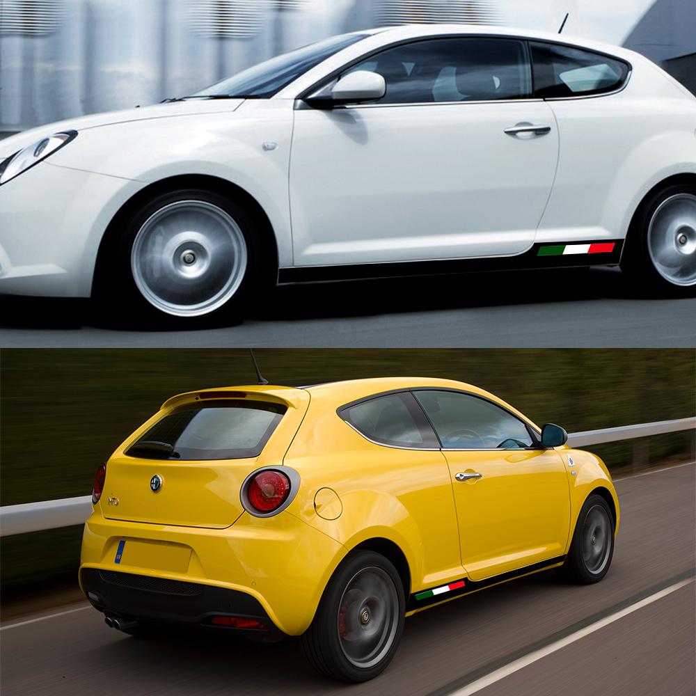 EHJPY1 Car Side Skirt Vinyl Decals Door Italian Flag Graphics Racing Stripes Sticker Waterproof Decor Accessories For Alfa Romeo Mito