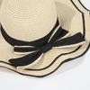 Summer bow straw hat beach hat big eaves streamer vacation play outdoor breathable sunshade wavy edge sun protection hat