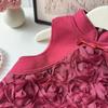 New Winter Rose Cheongsam Hanfu Sleeveless Dress for Baby Girls - Style AWB005