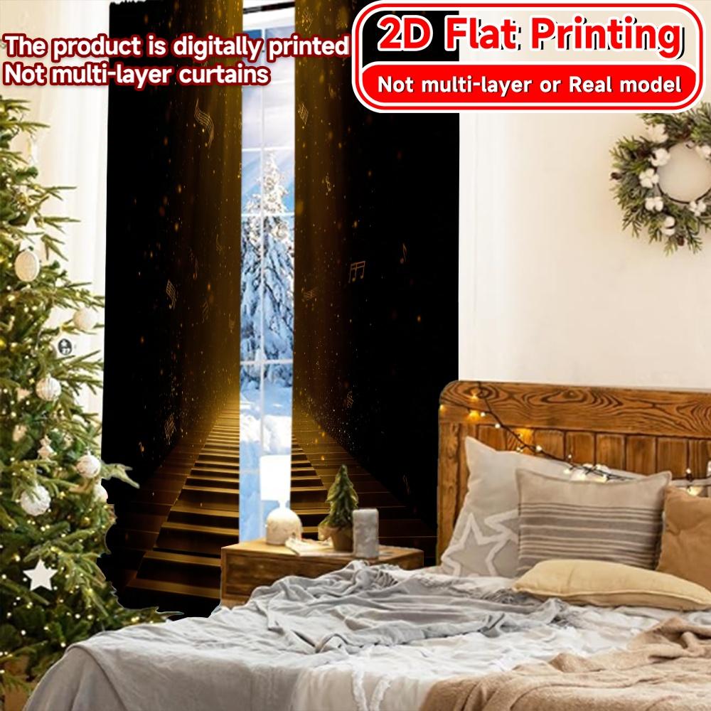 2D FLAT PRINTING 2pcs Curtains (Without Rod) Musical Curtain Design Women is Day Festival Minimalist Curtains Polyester Easy