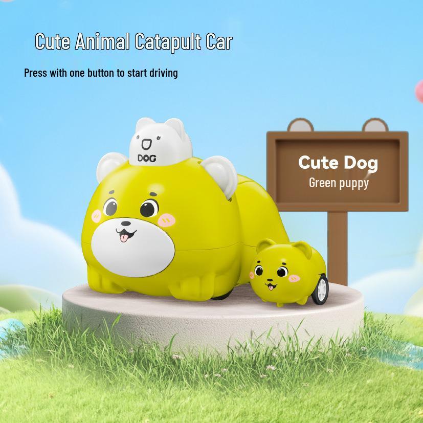 Cartoon Animal Pull-back Car Toy with Twist Egg Candy for Kids and Parents