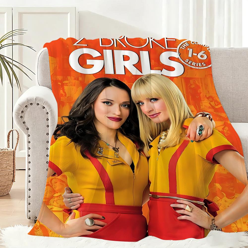 Popular American TV Series 2 Broke Girls Throw Lightweight 240g Flannel Blanket Soft Skin-friendly for Summer Cooling
