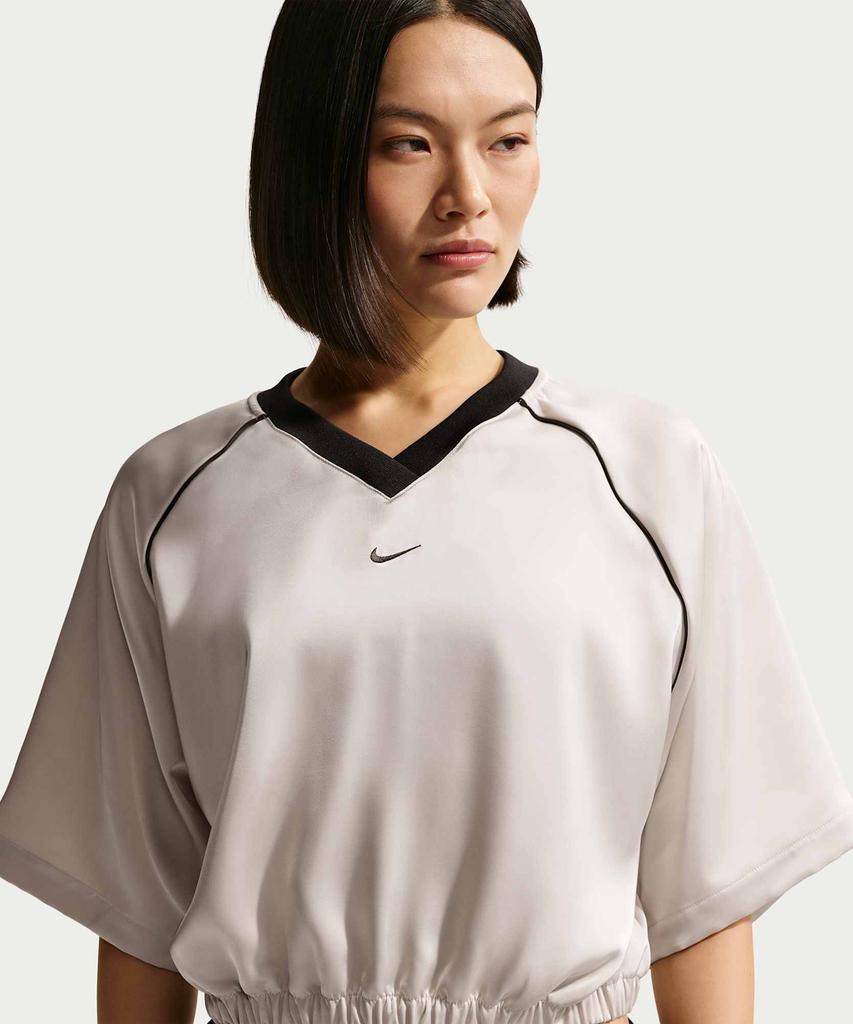 NIKE Sportswear Oversized Satin Top W - Light Bone: Black / Ih1331-072