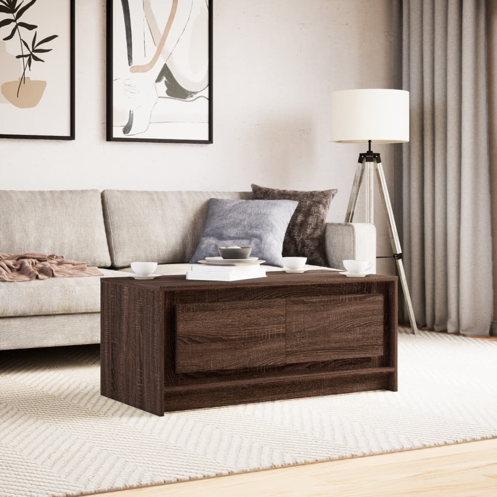 LED Coffee Table Brown Oak Effect Particleboard