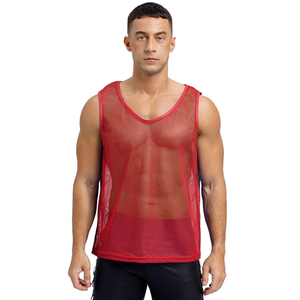Gilet d'entraînement en maille ajourée pour homme Sport d'équipe Col rond Sans manches Débardeur Musculation Clubwear Tenue de plage