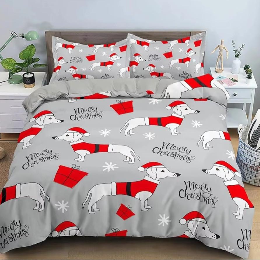 Christmas Snowman Down Comforter Set Bedding Set 3-piece Duvet Cover Set