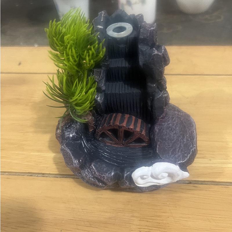 Creative Resin Backflow Incense Burner - Mountain Stream Design, for Sandalwood and Agarwood, Indoor Home Décor