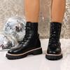 Fashion versatile Martin boots children British style lace-up retro style round head short boots children 2025 autumn and winter new