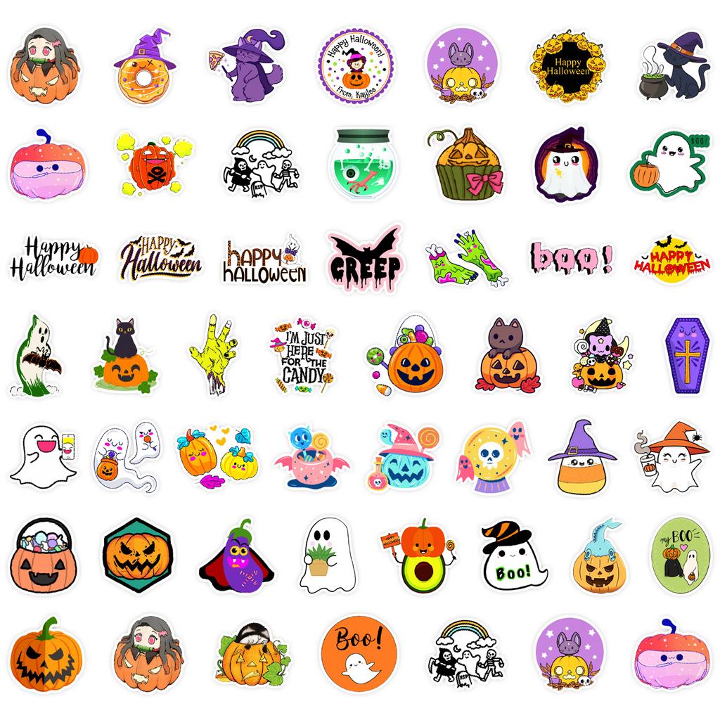 50 Halloween Graffiti Stickers Suitcase Car Laptop Skateboard Mobile Phone Waterproof Decorative Stickers