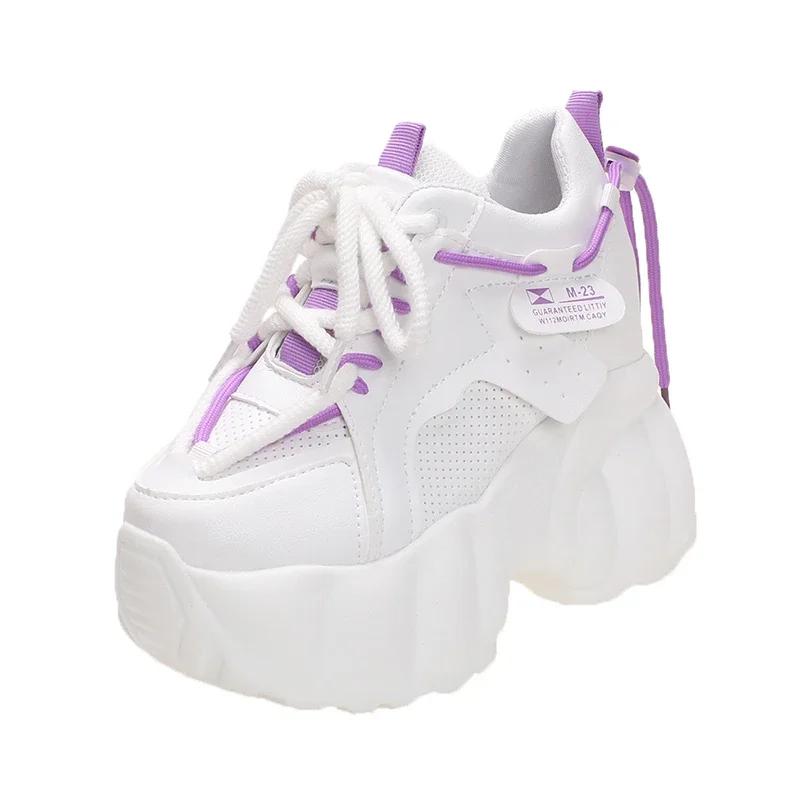 Fashion Cuculus High Flat Platform 10cm Height Increasing Casual Shoes Woman Spring New Hidden Wedge Sneakers Female Vulcanize Shoes