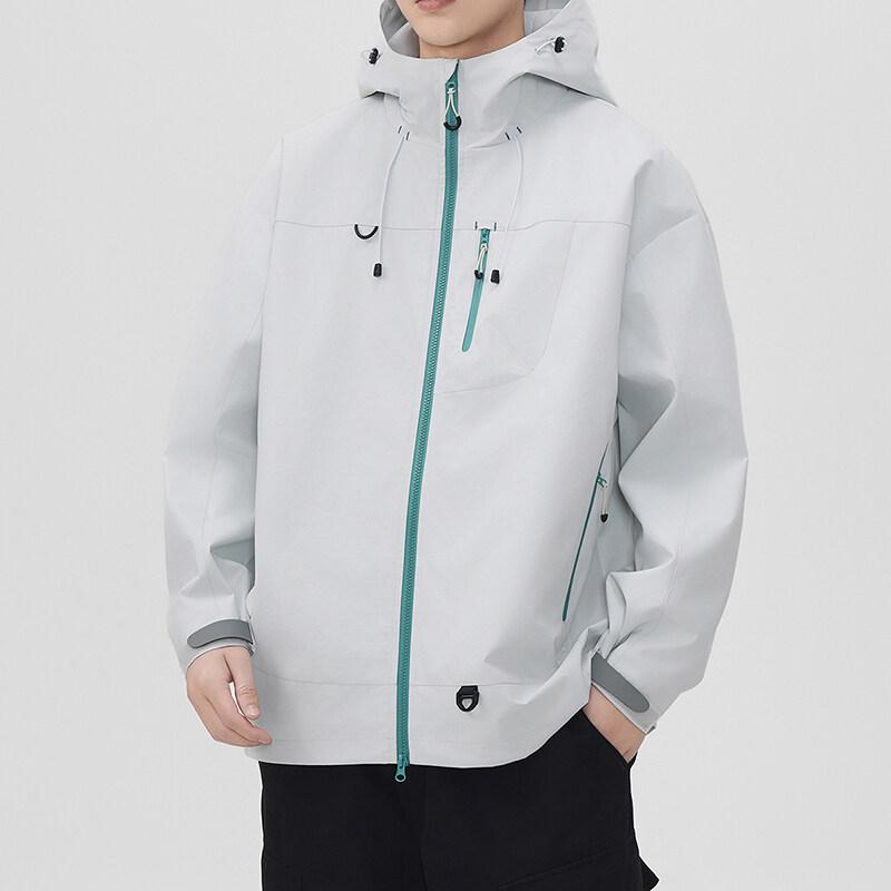 Spring Autumn Men's Youthful Vitality Hooded Jackets Loose Outdoor Windproof Waterproof Jacket Male Jogging Sports Outwear Coats