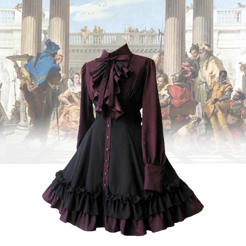 Butterfly Medieval Gothic Bow Dress Cosplay Costume Steam Punk Womens Dress Cos