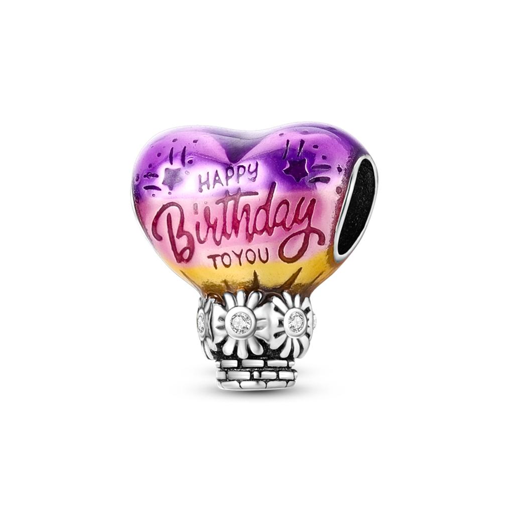 Prata 925 Charms Originais Balão de Ar Quente Contas Coloridas Encaixe para Pulseira Diy Joias Femininas