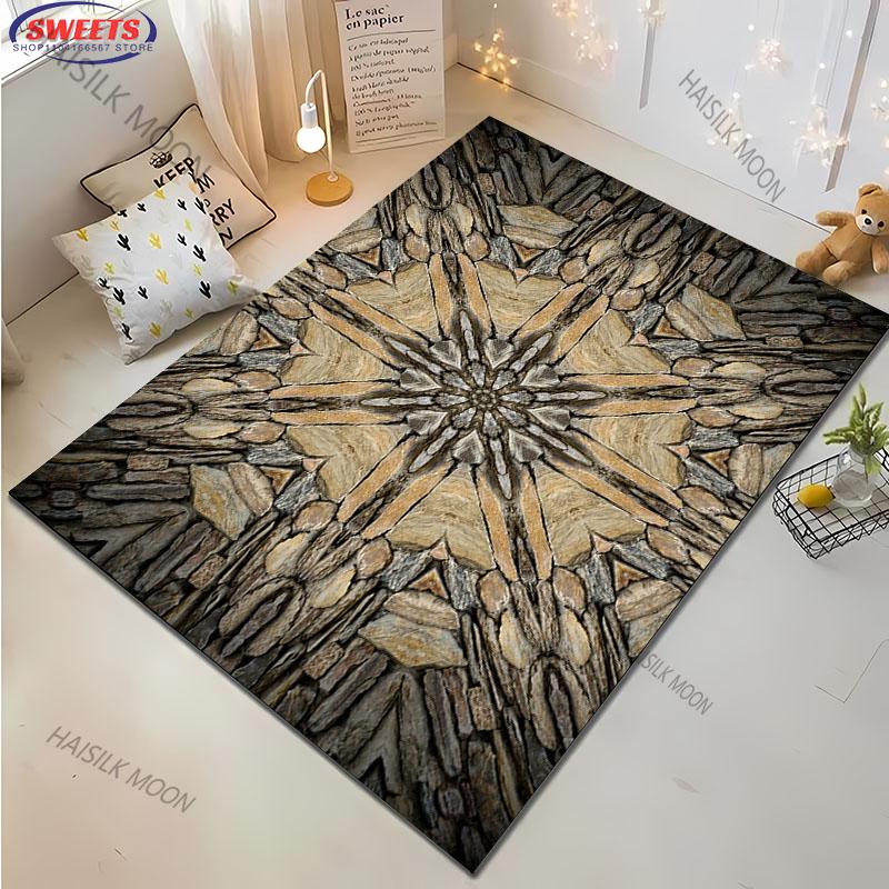 3D Stone Flower Art Theme Carpet Living Room Bedroom Sofa Office Large Area Decorative Mat Kids Play Rug Modern Decorative Mat