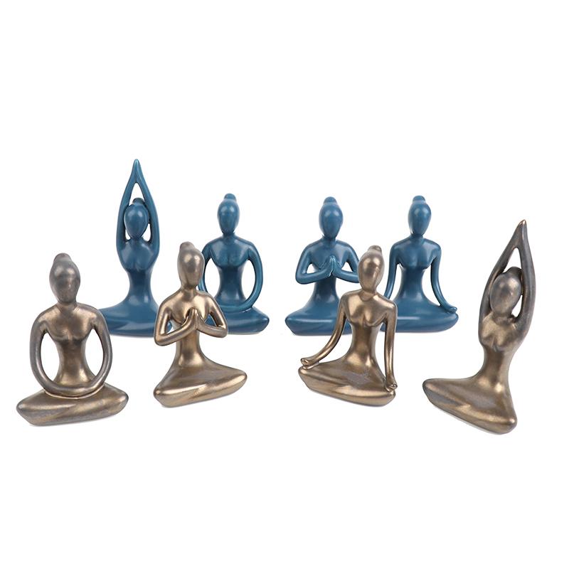 1pc Creative Meditation Yoga Pose Statue Figurine Ornaments Yoga Figure Decor Ornament Home Studio Decor
