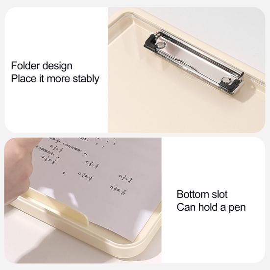 Multi-Function Exam Folder with Clip A4 Document Organizer Transparent Waterproof Writing Board Portable File Folder