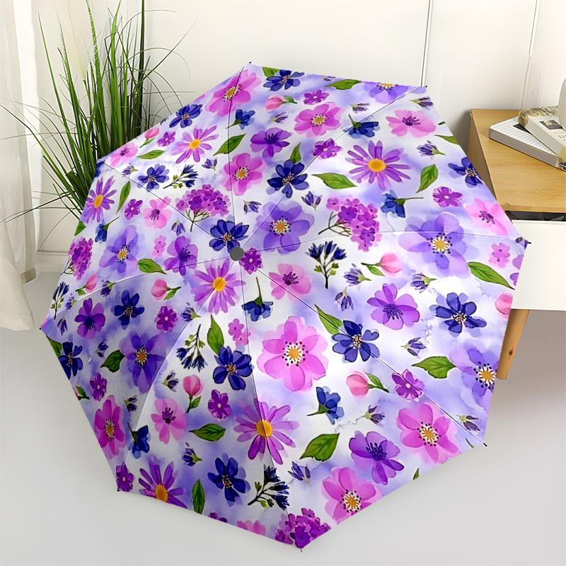 1pc Floral Pattern Automatic Open/Close Umbrella, Compact Travel Umbrella, 8-Rib Sturdy Frame - Ideal Gift for Friends yy251118105