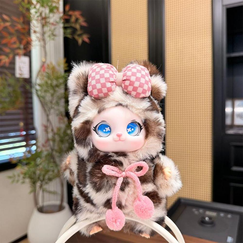 Plush Material Vinyl Face Doll Pendant Cute Design Rabbit Cat Plush Doll Birthday Xmas Gift