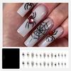 24Pcs Long Coffin Press On Nails with Glue Halloween White Spider Web Acrylic Nail Set