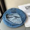 Washed Trendy Denim Beret Hat For Women And Men In Retro Design With Embroidery Unique