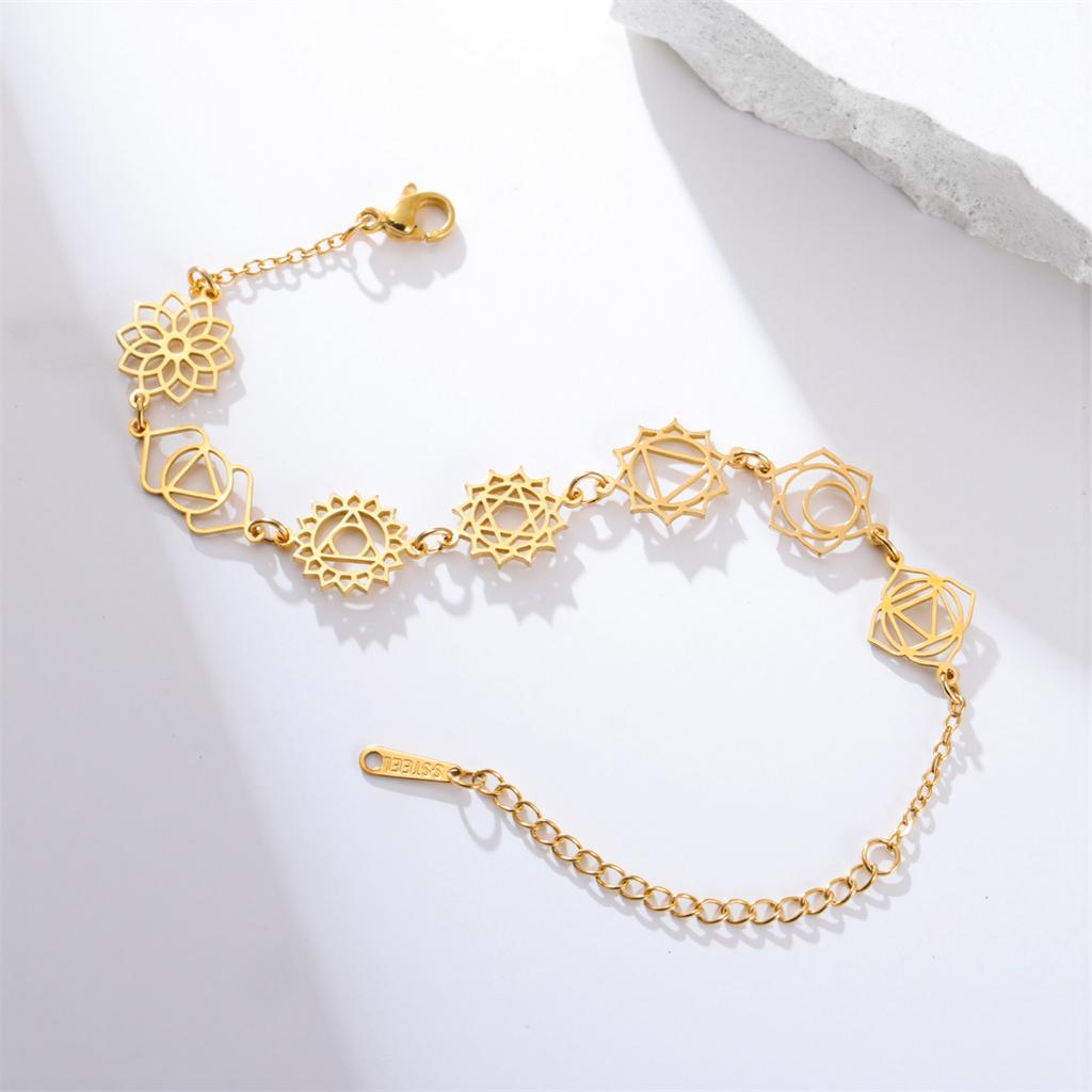  7 Chakra Yoga Bracelet Stainless Steel Fashion Birth Flower Bracelets Women Spiritual Jewelry Couple Anniversary Gift