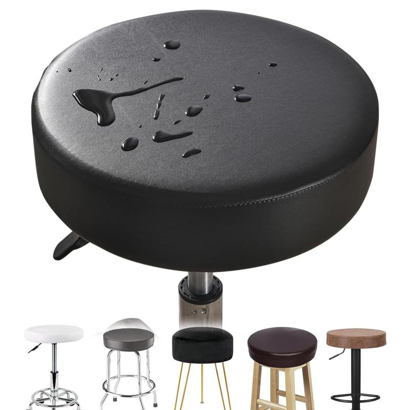 Waterproof PU Leather Seat Cover Dustproof Round Universal Chair Cover Barber Bar Stool Home Restaurant Furniture Protector