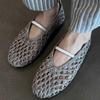 Fashion Retro Mesh Weave Design Flat Sandals Women Fashion Hollow Soft Sole Mary Jane Shoe Concise Comfort Roman Sandal Zapatos De Mujer