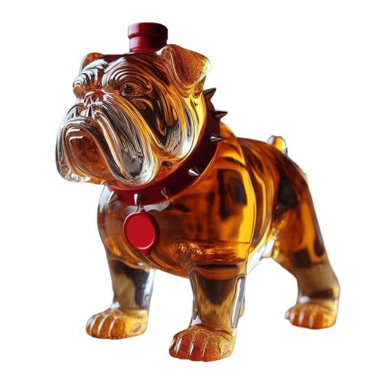 300ml Bulldog Shape Whiskey Bottle Large Capacity Glass Decanter Red Wine Decanter Home Bar Whiskey Accessory