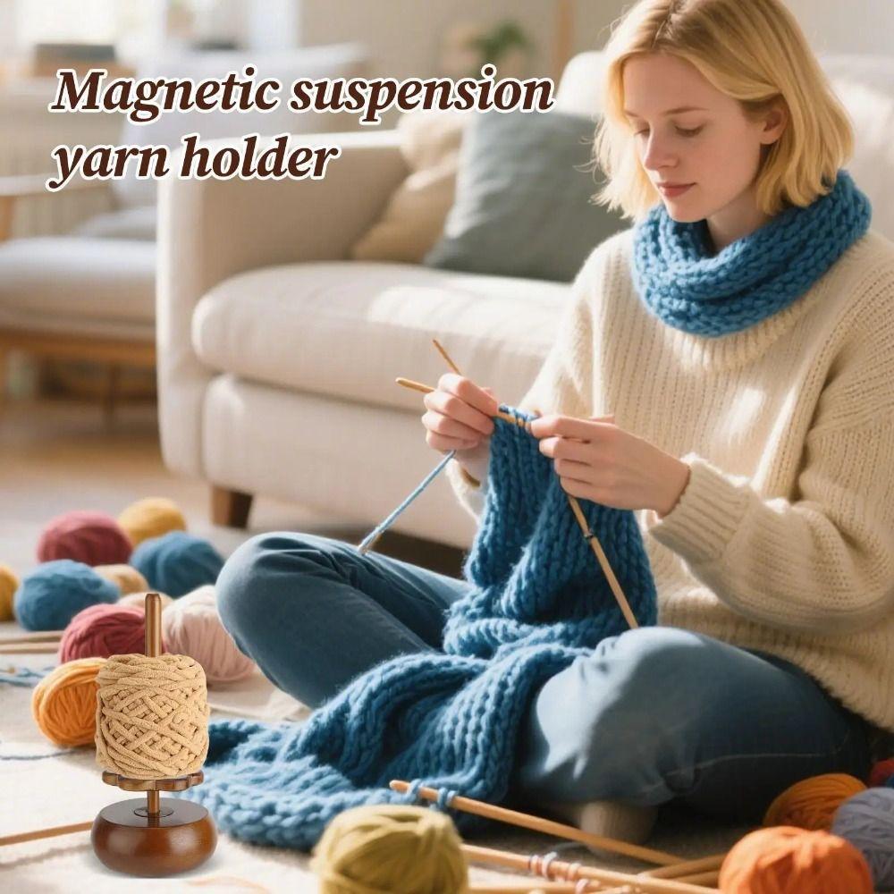 Reusable Wooden Yarn Winder Stand Rotatable Design Magnetic Skein Rack  DIY Knitting