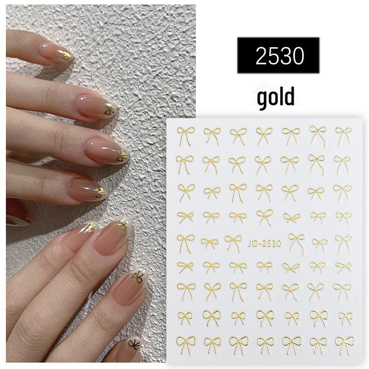 2025 Black & White Ribbon Bow Nail Stickers: Trendy Celebrity Designs