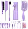 27Pcs Professional Hair Brush Set, Hair Styling Comb Kit with Continuous Spray Bottle, Scalp Massage Shampoo Brush for Salon