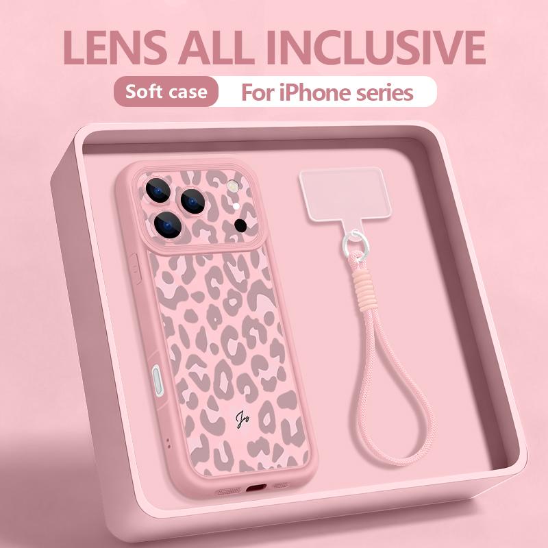 

Leopard Printed With Strap Phone Case For iPhone 17 Pro Max Air 16e 16 15 14 Pro Max 13 12 Pro Shockproof Soft TPU Lanyard Cover iPhone 12