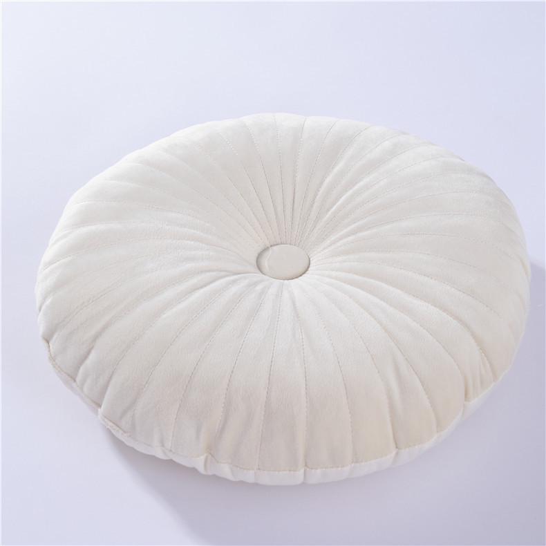 Nordic Quilted Pumpkin Throw Pillow - Solid Color Round Cushion for Living Room & Bay Window
