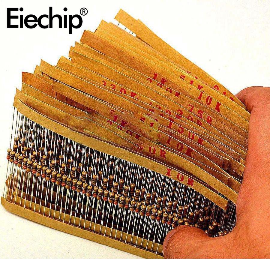 860pcs/lot Carbon Film Resistor 1/4W 5% Resistors Kit Set 43values*20pcs Resistance 1R - 1M Ohm 0.25W Resistor Pack