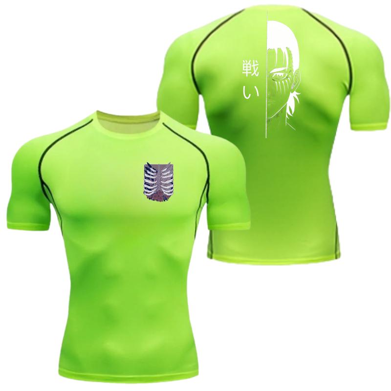 Men Compression Shirt Attack On Titan Eren Yeager Graphic Sports Quick Drying Gym T-shirt Fitness Sweatshirt Elastic Top T-shirt