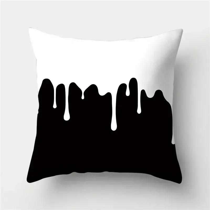 Home Deko Modern Schwarz & Weiß Gemustert Kissenbezüge Muster Kissenbezug Geeignet für Sofa Schlafzimmer Auto Kissenbezug