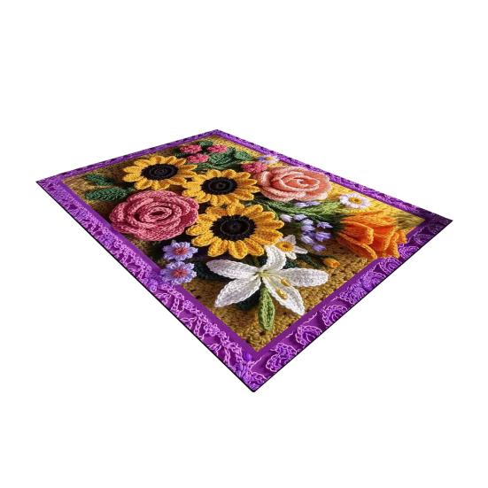 Bodenmatte 3D Blumenmuster Badezimmerteppich Hochsaugfähig Schnelltrocknend Rutschfeste Gummiunterseite Küche Dusche Waschküche Fußmatte