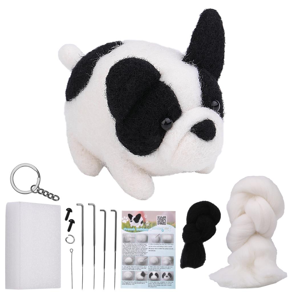 Kit de feutre de laine pour animaux mignons, kit de feutre aiguilleté à l'aiguille pour chat et chien, kit de processus de feutre de laine fait à la main, non fini, à faire soi-même