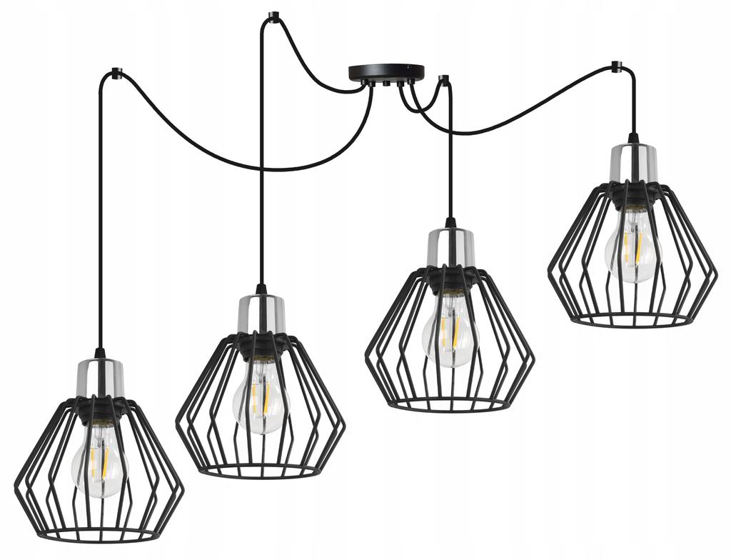 Hanging Lamp, Ceiling Chandelier, Wire Shade, Led