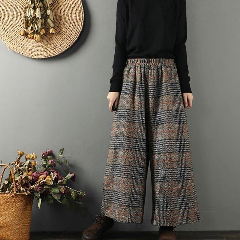 Pants for Women Elastic High Waist Long Trousers Plus Size Skirt Pants Thickened Stretchy Solid Colour Versatile Casual Wide Leg Pants