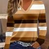 Modă Femei Codificată Tricou Femei cu Gât în V și Mânecă Lungă