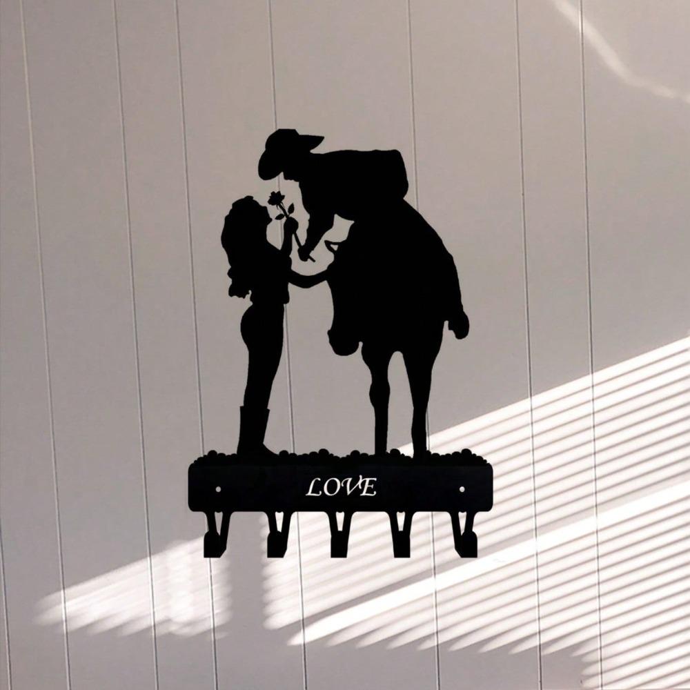 Metal Wall Hook Bohemian Home Decor Romantic Couple Key Holder Rustic Iron Hooks