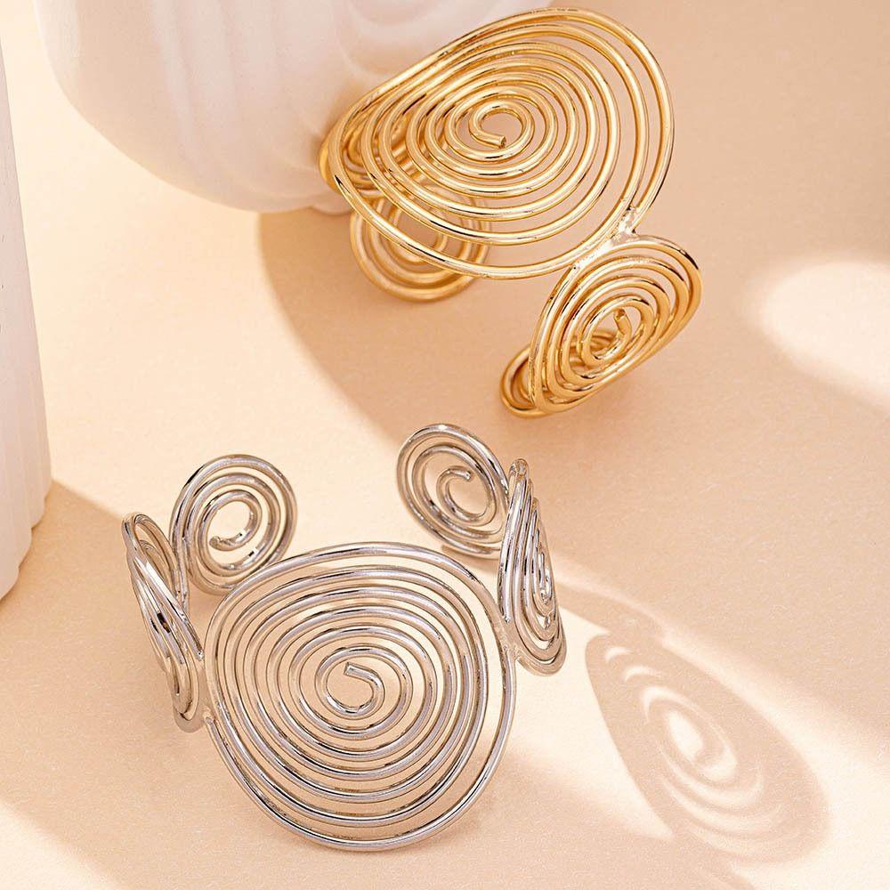 Verstellbares Damen Spiral Offenes Manschettenarmband Metalllegierung Manschette Armring Schmuck Geschenke