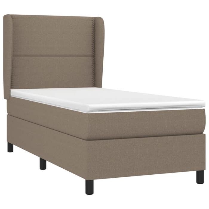 3127849 vidaXL Lit à sommier tapissier avec matelas Taupe 90x190 cm Tissu